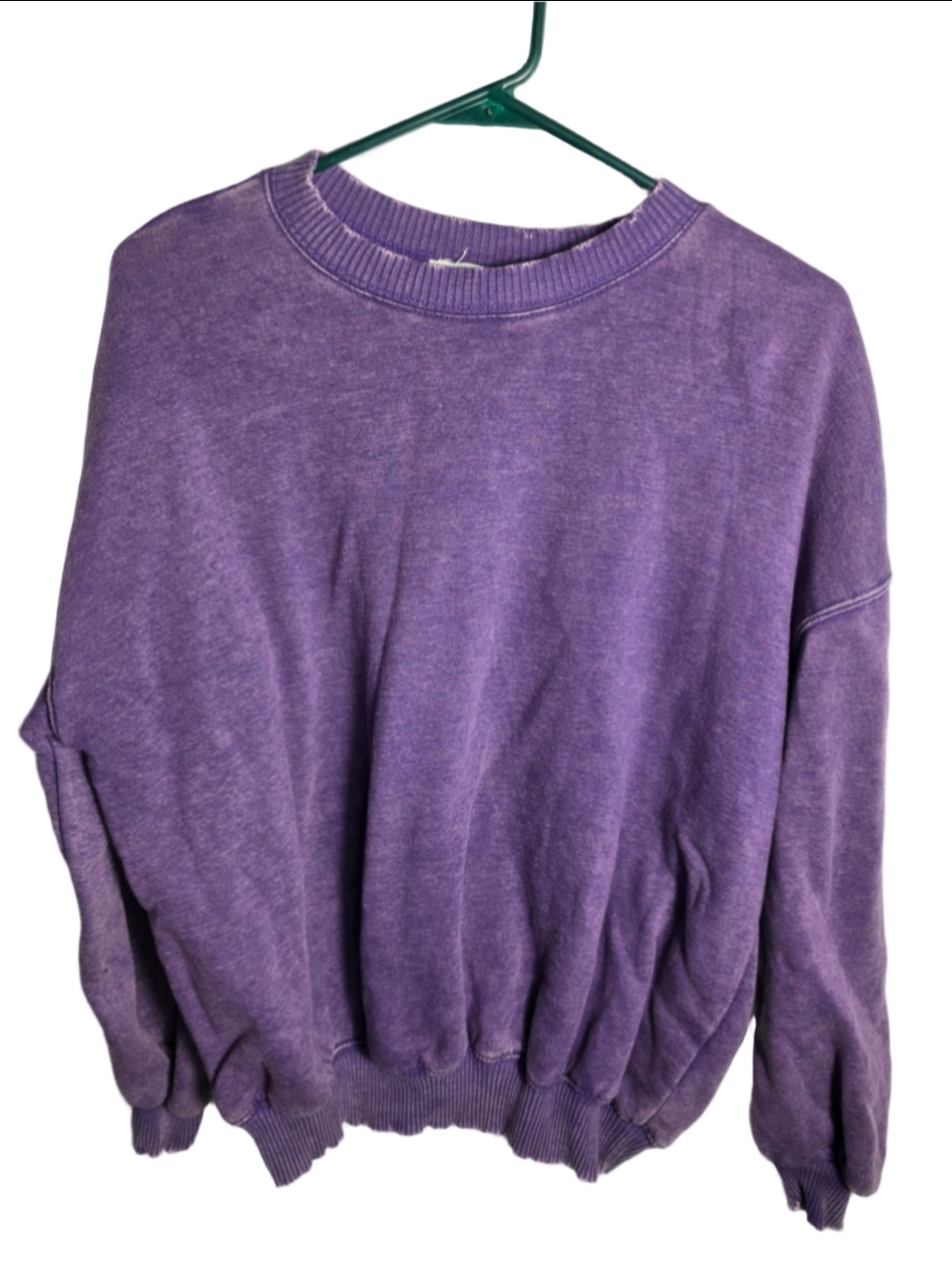 Women's Zenana Purple Sweatshirt Size L acid wash cozy fall casual trendy preppy